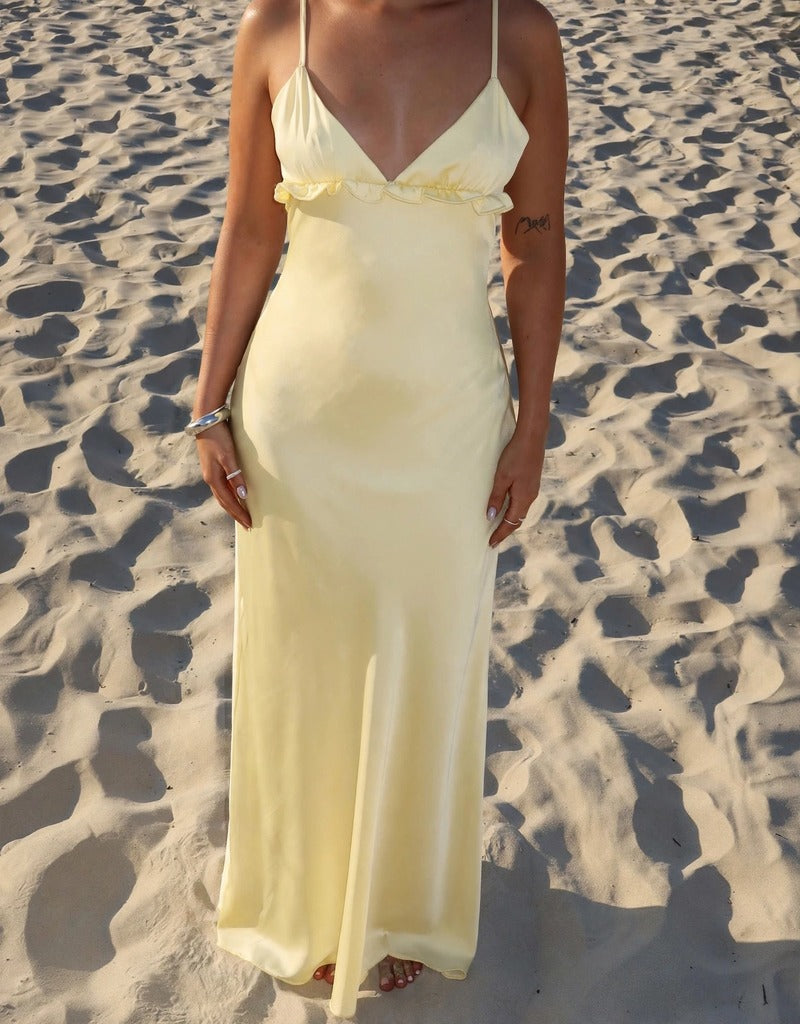 Elona Maxi Dress in Baby Yellow