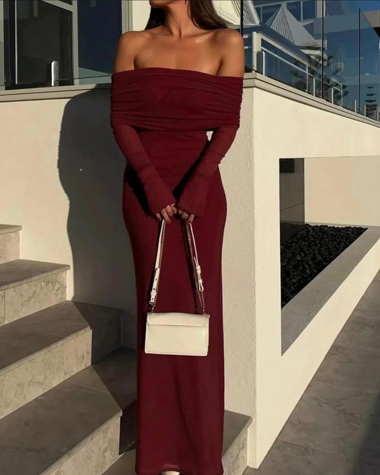 Josie Off Shoulder Mesh Maxi Dress