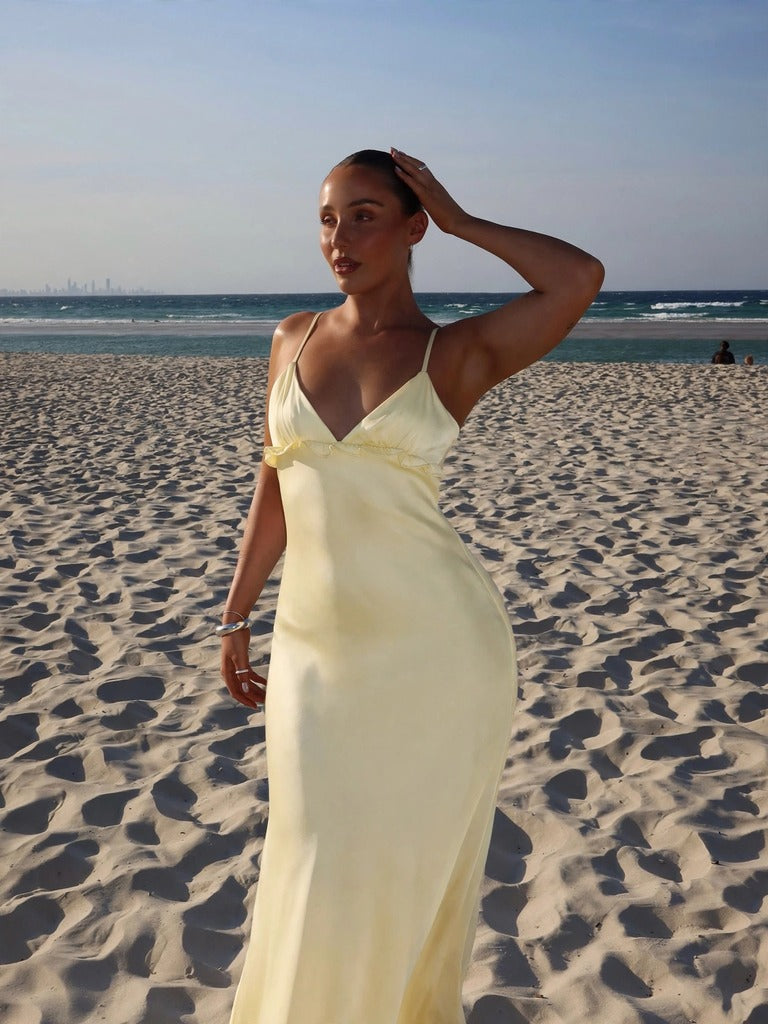 Elona Maxi Dress in Baby Yellow