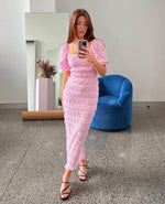 Load image into Gallery viewer, Mirella Puff Sleeve Dress in Pink - RUBY
