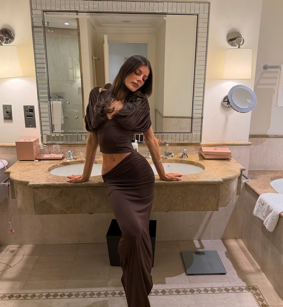 I'm Your Girl Off Shoulder Maxi in Chocolate