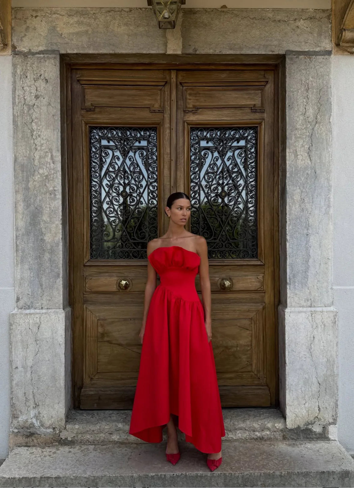 red dress nz Mitchella Lace Maxi Dress