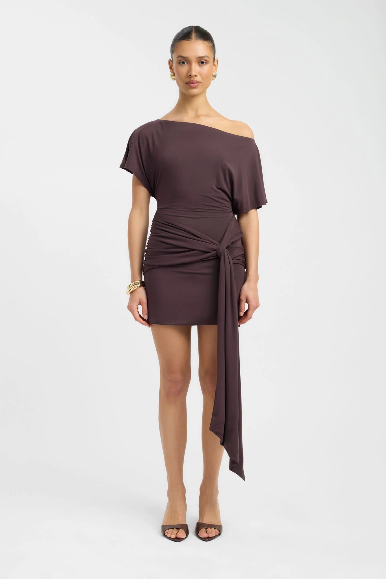Lorenze Mini Dress in Dark Mahogany