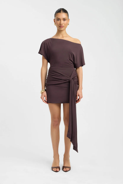 Lorenze Mini Dress in Dark Mahogany