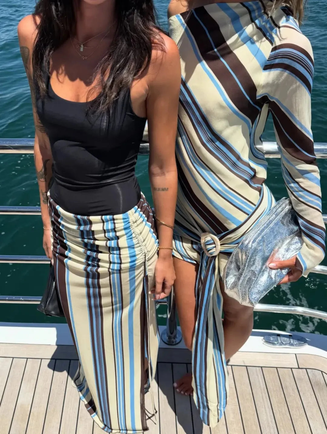 Elise Mini Dress in Ocean Stripe