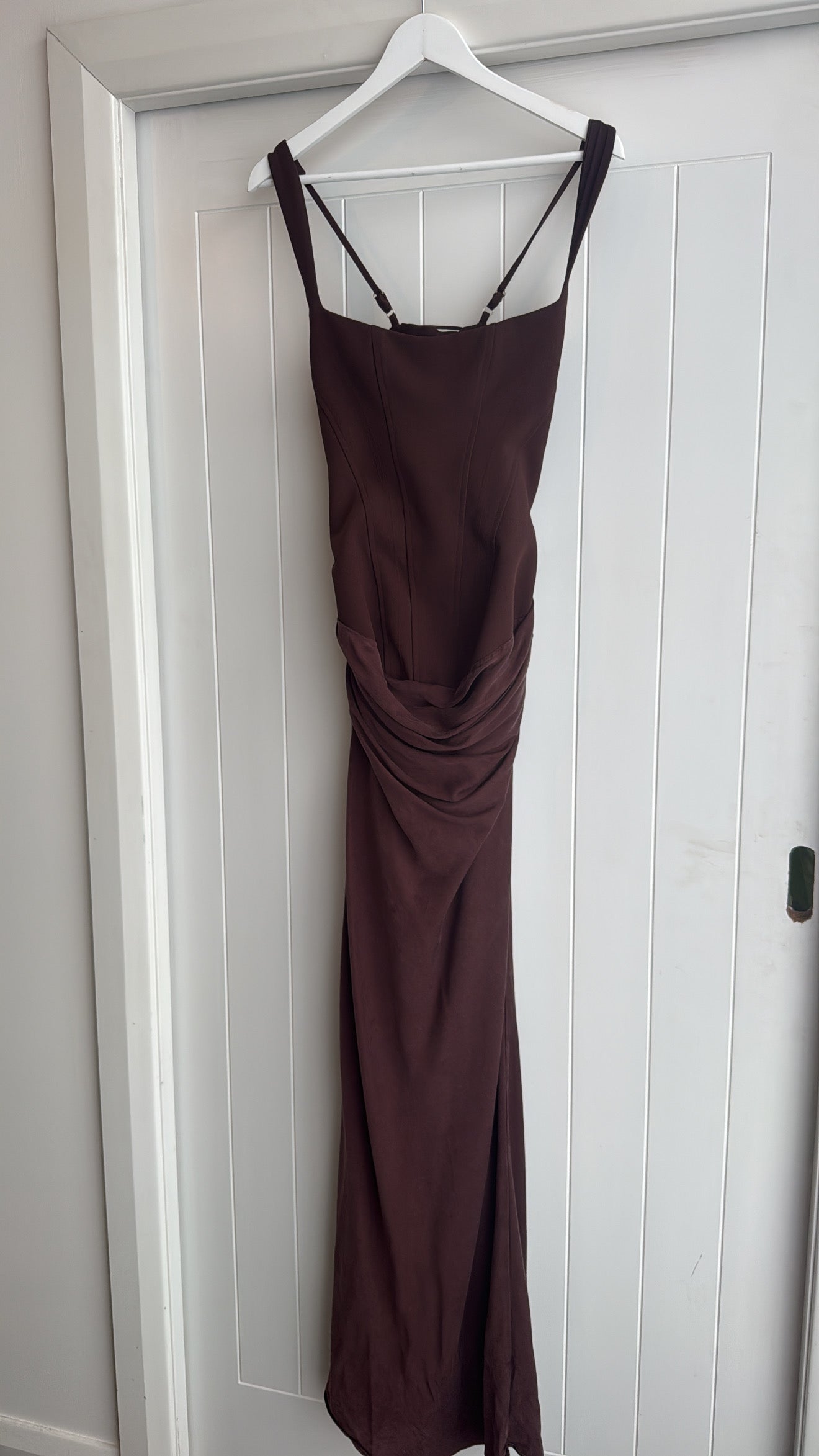 Cornelia Maxi Dress in Plum Brown (8) - FOR SALE
