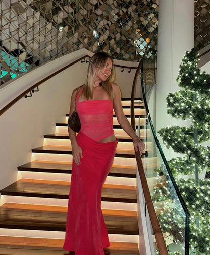 Gina Halter Maxi Dress in Watermelon
