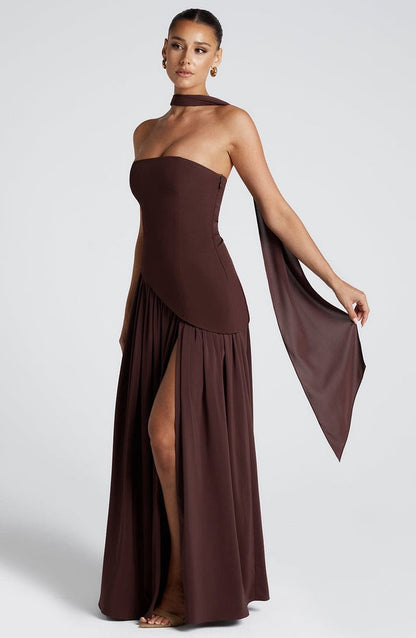 Maliyah Maxi Dress in Plum Brown