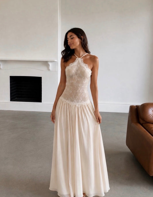 Cadwalader Lace Floral Ruch Maxi