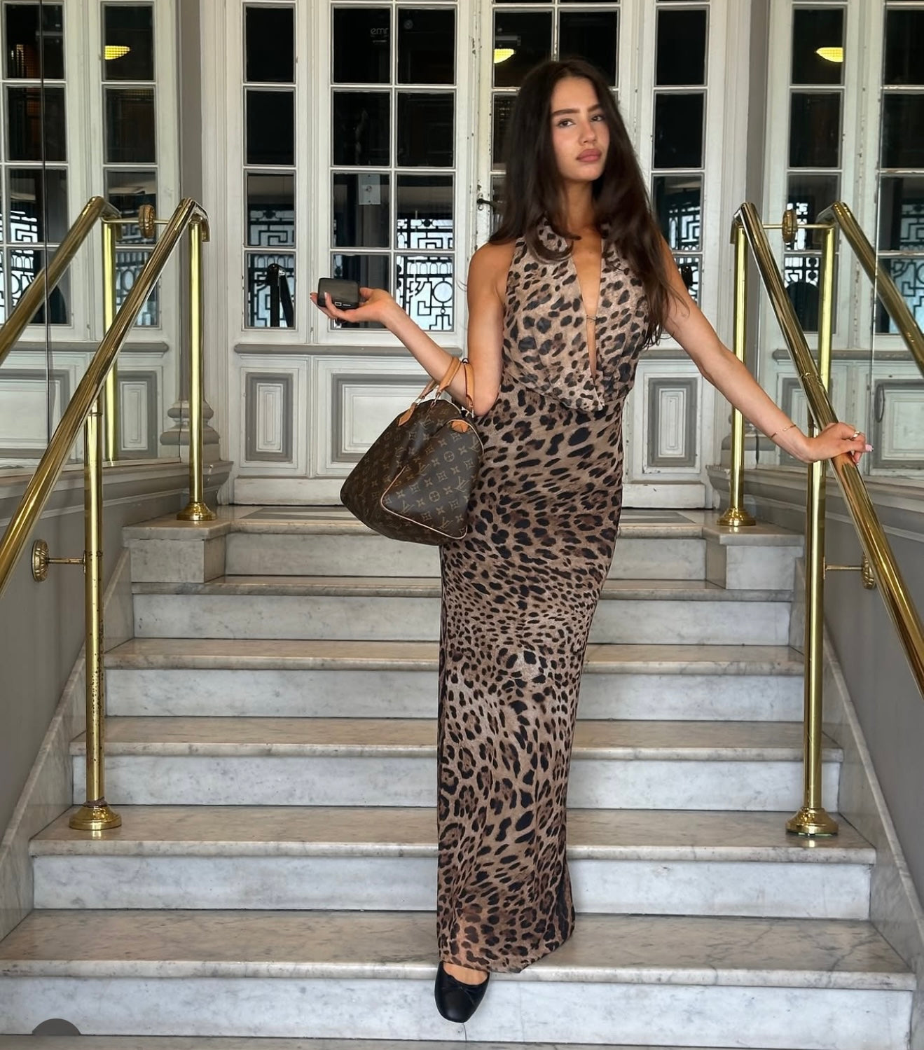 Columbine Maxi Dress in Leopard