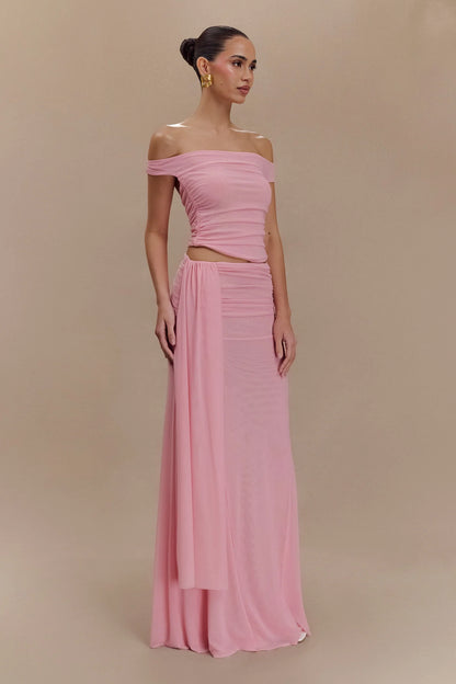 Brooklyn Mesh Maxi Set in Candy Pink