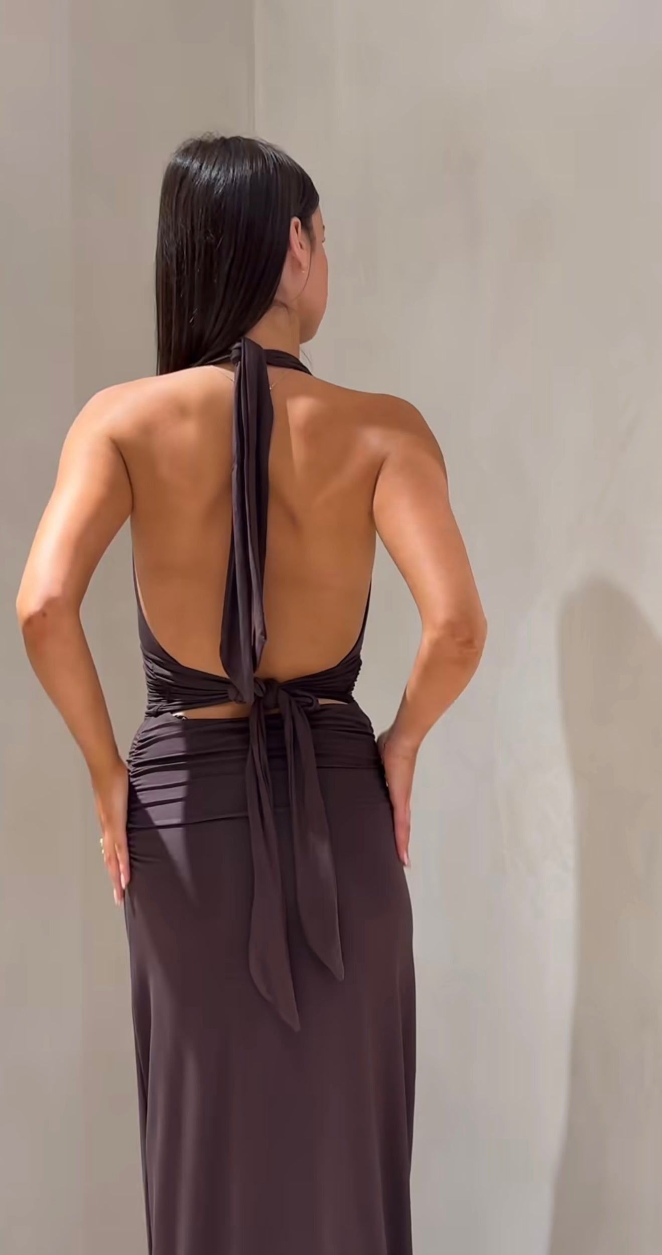 Leni Maxi Dress in Dark Mahogany