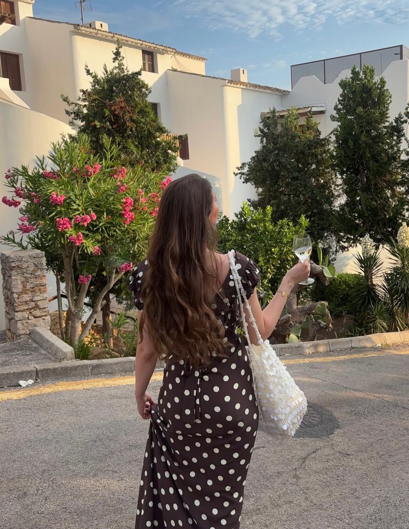 Luna Dress with Polka Dots in Brown/Yellow
