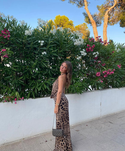 Columbine Maxi Dress in Leopard