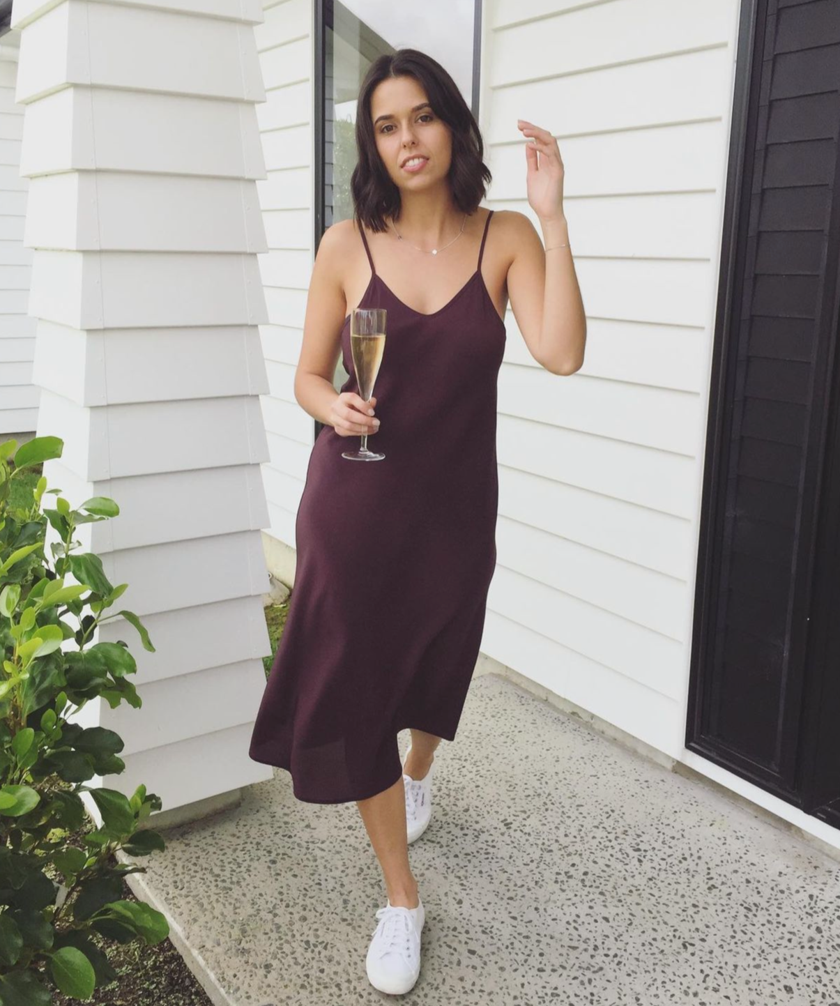 Silk Long Slip Dress in Plum - Kenzie Silk
