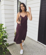 Load image into Gallery viewer, Silk Long Slip Dress in Plum - Kenzie Silk

