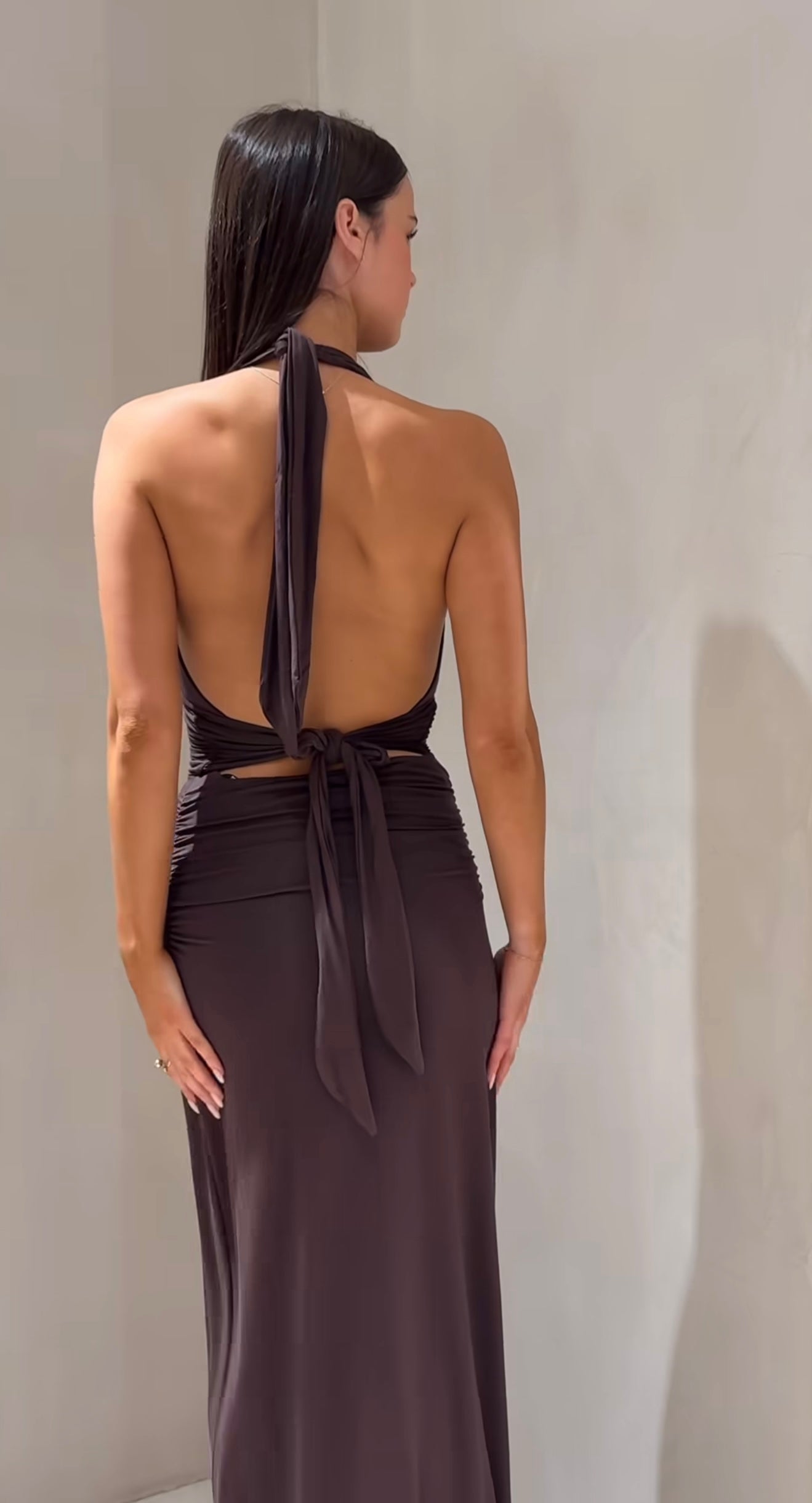 Leni Maxi Dress in Dark Mahogany