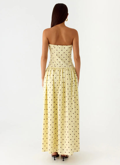 Andorra Maxi Dress in Yellow Polkadot