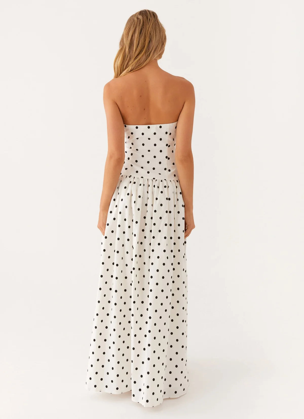 Andorra Maxi Dress in White Polkadot