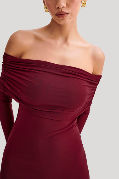Josie Off Shoulder Mesh Maxi Dress