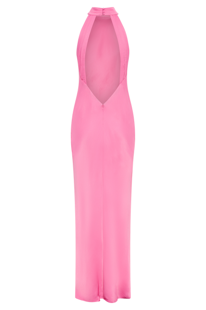 Claire Satin Drape Dress in Pink