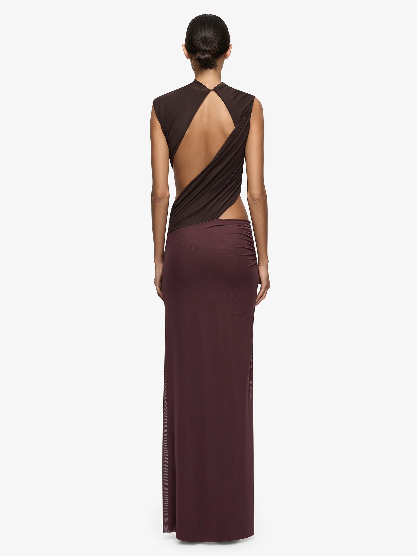 Conni Asym Dress in Aubergine/Dark Choc