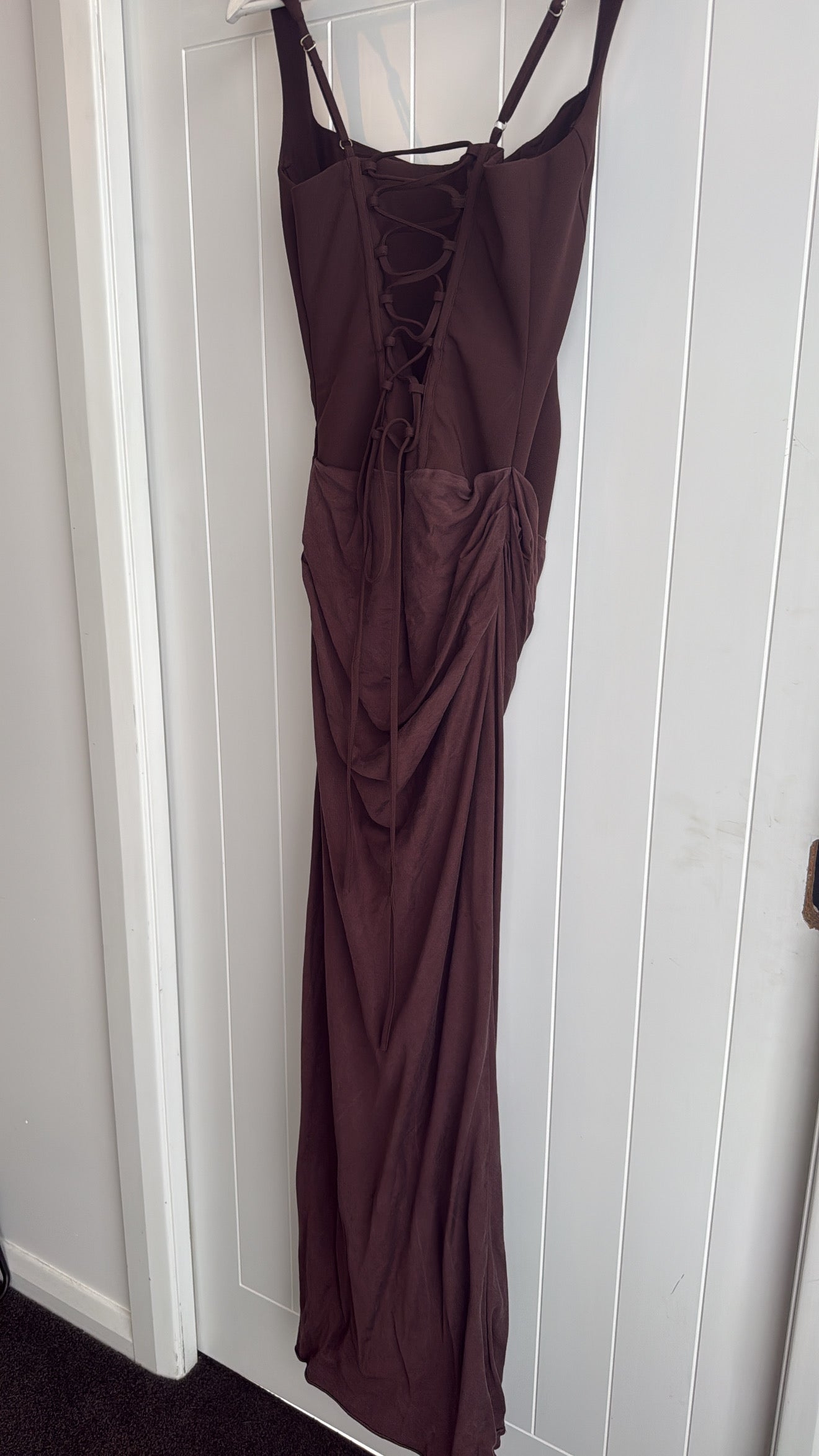 Cornelia Maxi Dress in Plum Brown (12) - FOR SALE