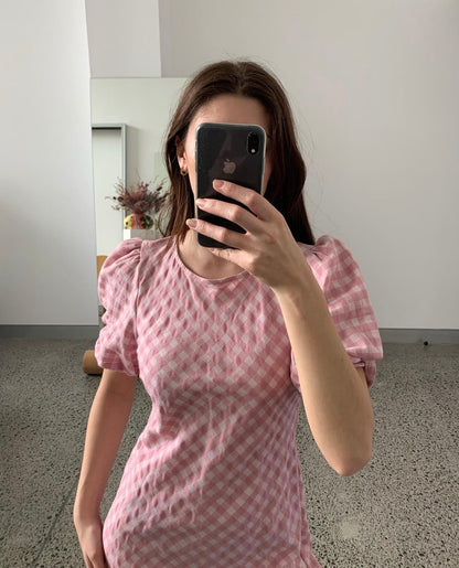 Heidi Gingham Dress in Pink