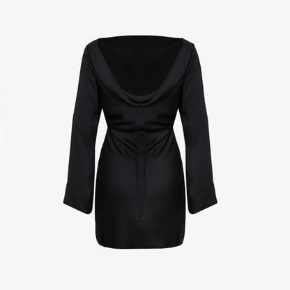 Firebird Satin Cowl Mini in Black