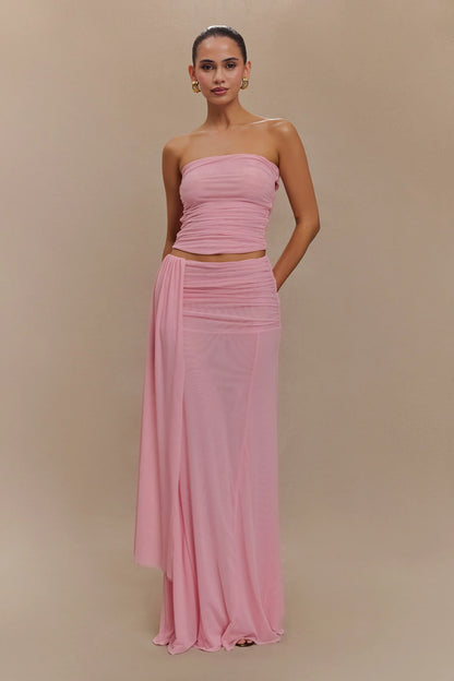Brooklyn Mesh Maxi Set in Candy Pink