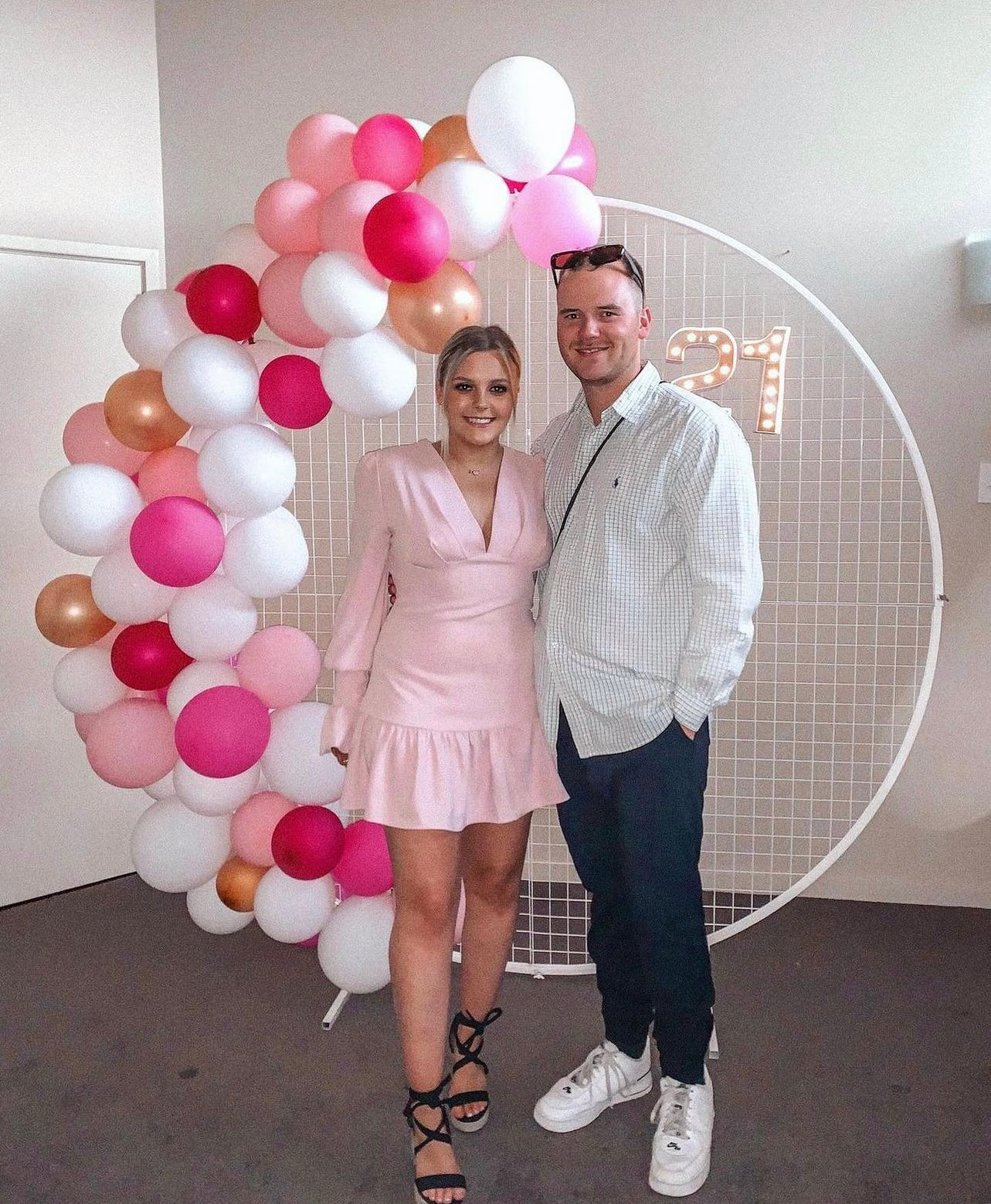 Anna V Tulip Sleeve Dress in Pastel Pink