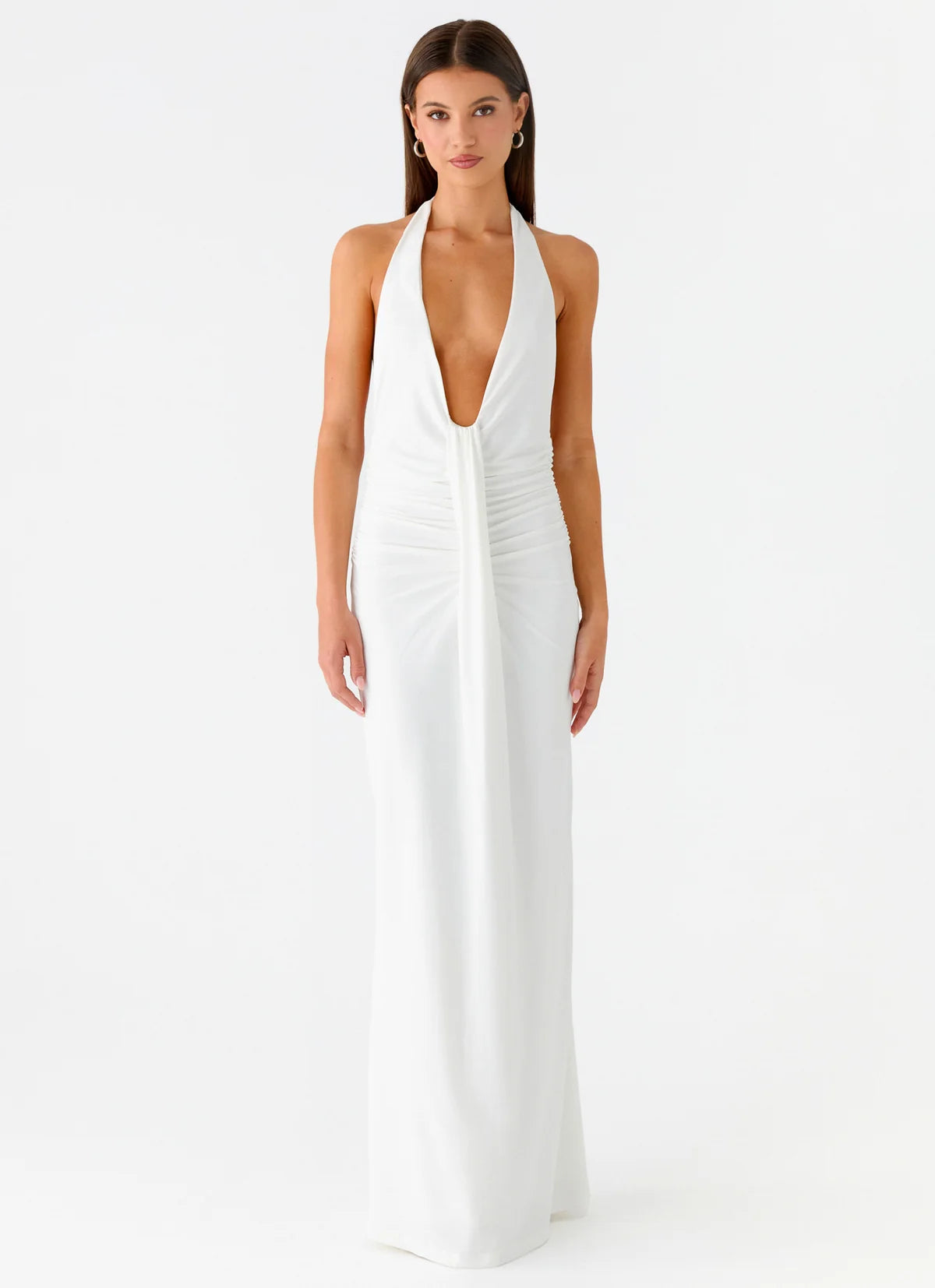 Cheyenne Halter Neck Maxi Dress in Ivory