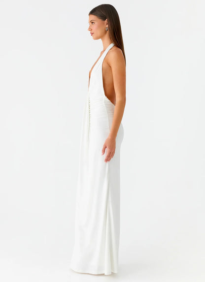Cheyenne Halter Neck Maxi Dress in Ivory