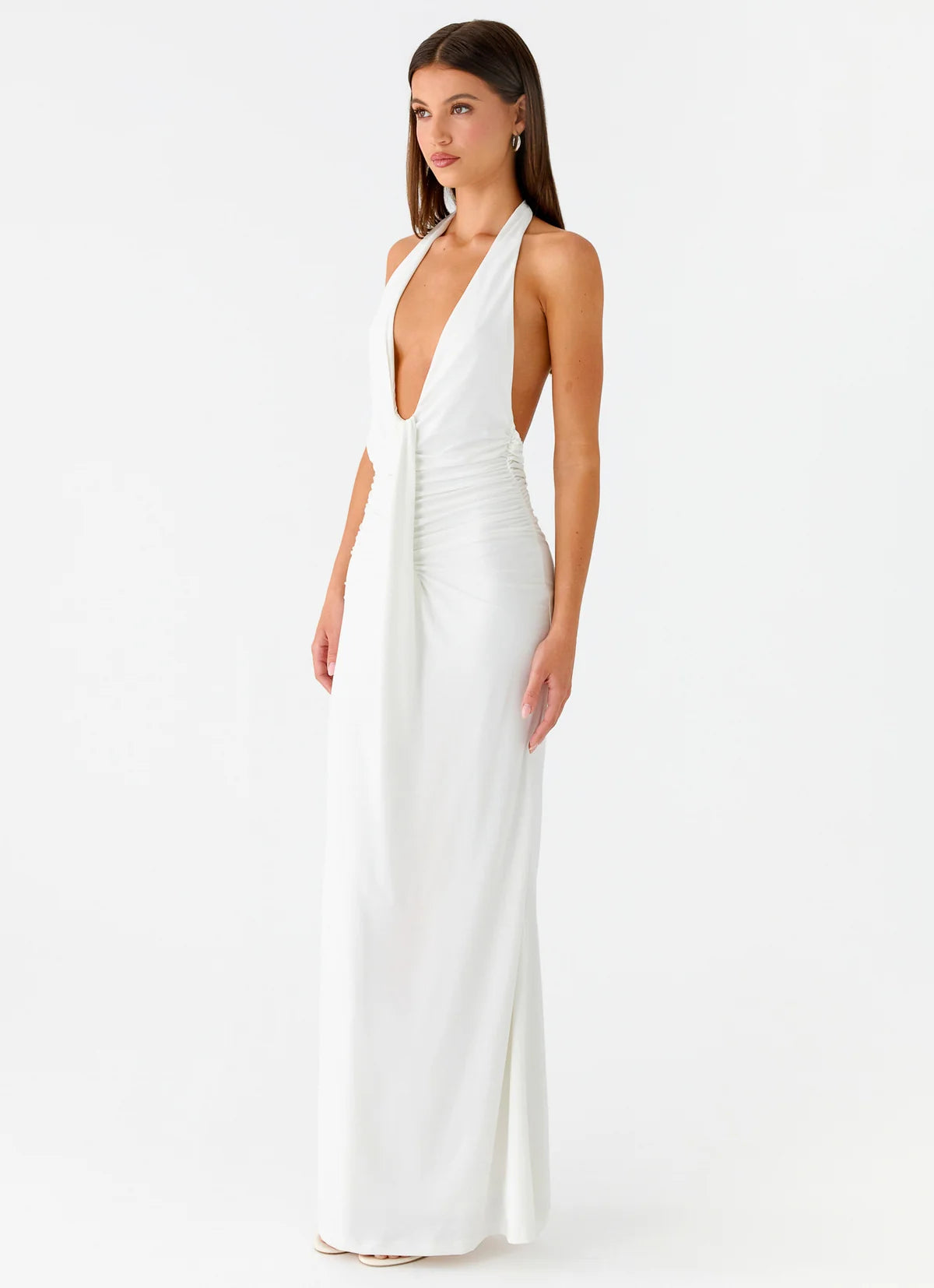 Cheyenne Halter Neck Maxi Dress in Ivory