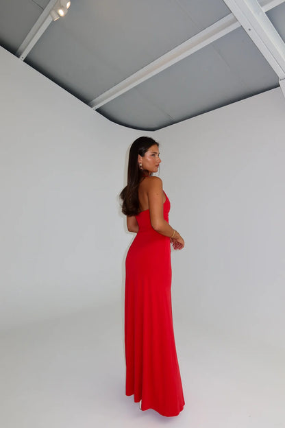 Jennifer Cupro Dress in Cherry