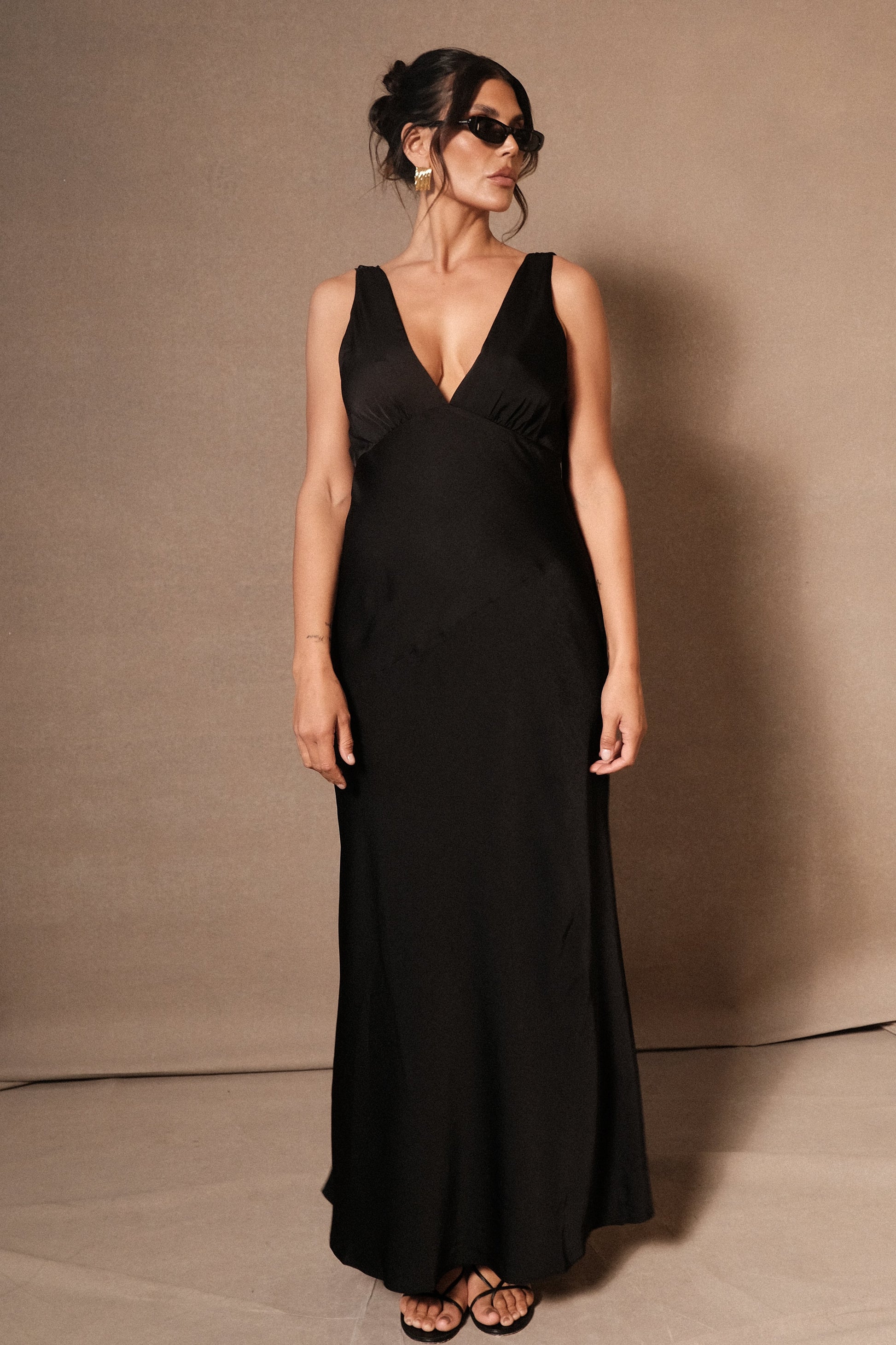 nadia maxi satin dress with back cowl silver Meshki | Dresses | Nwt Meshki Nadia Maxi Satin Dress With Cowl Back