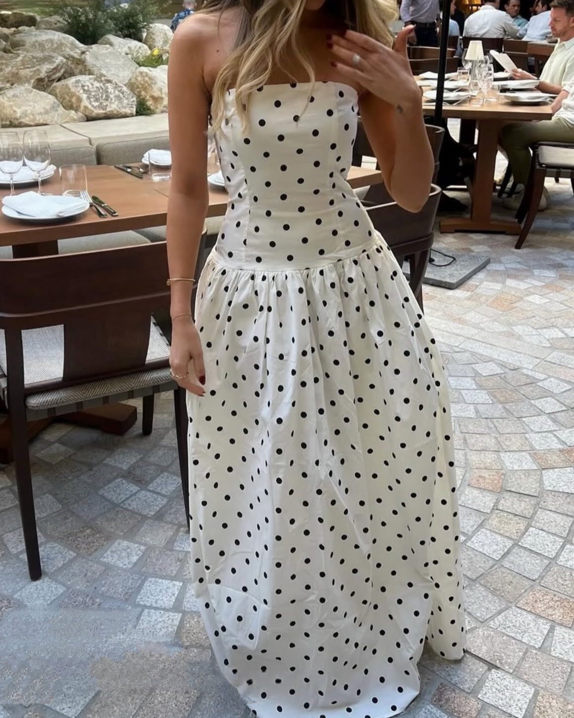 Andorra Maxi Dress in White Polkadot