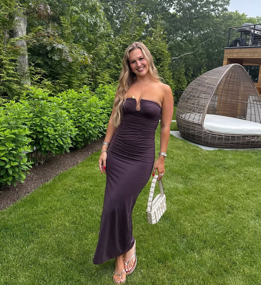 Tayla Trim Maxi Dress in Cocoa