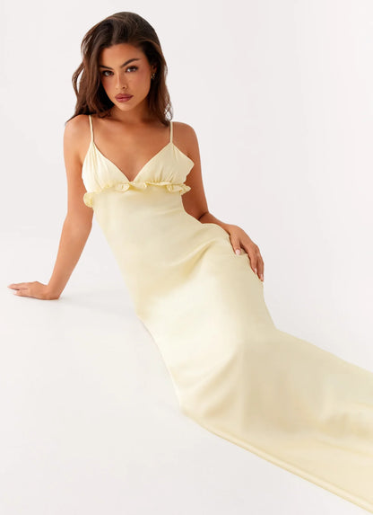 Elona Maxi Dress in Baby Yellow
