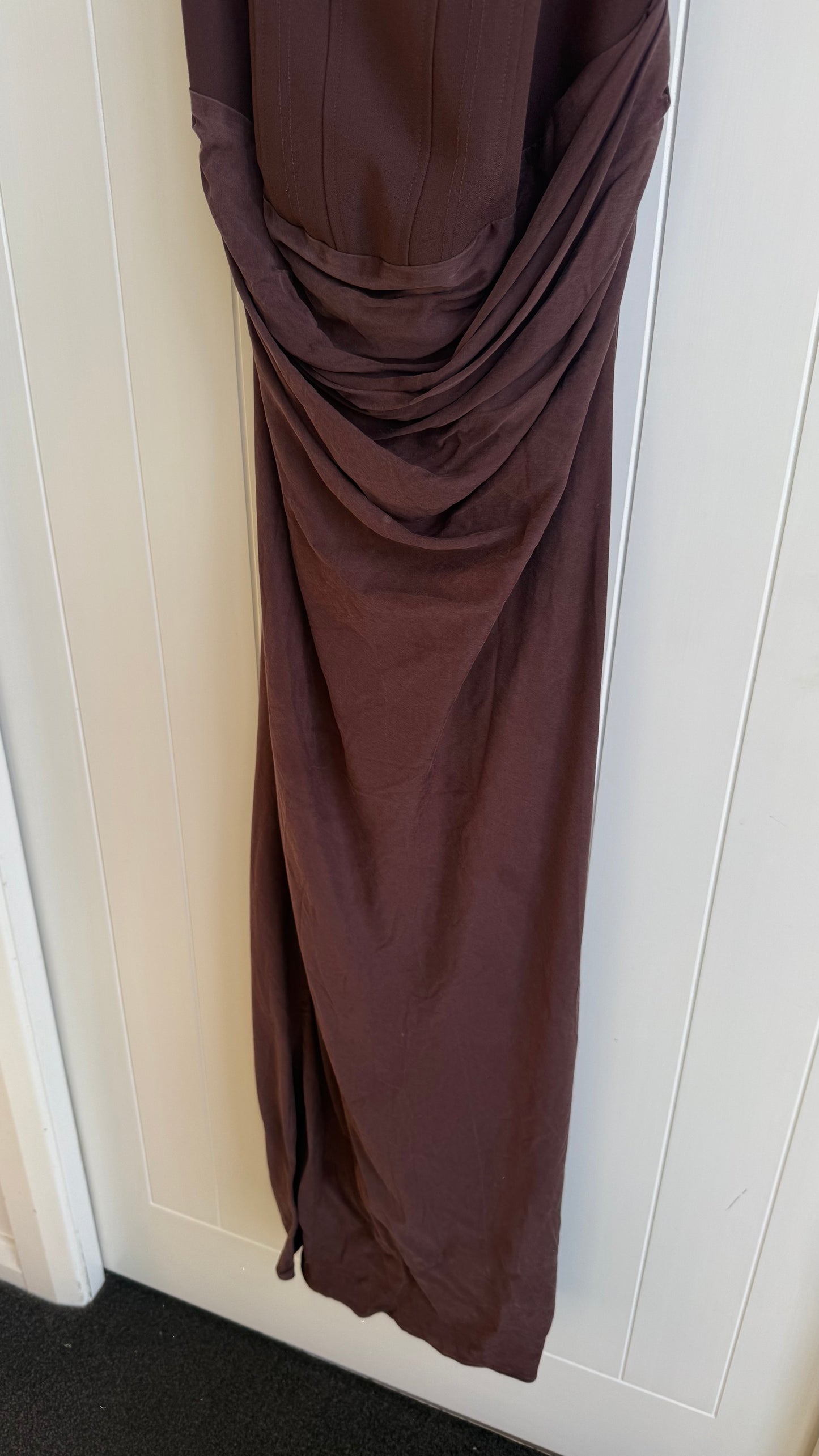 Cornelia Maxi Dress in Plum Brown (10) - FOR SALE