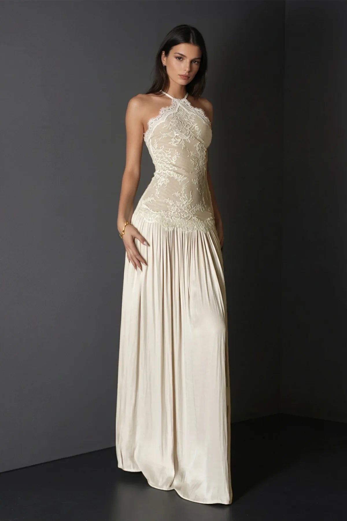 Cadwalader Lace Floral Ruch Maxi