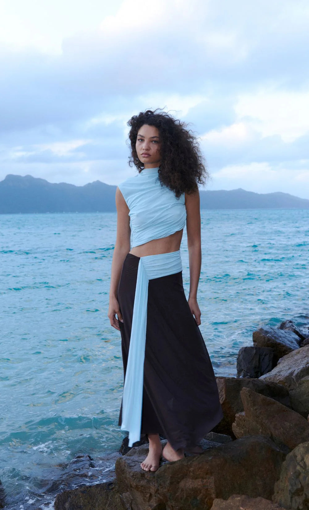 Conni Asym Dress in Arctic Blue/Dark Choc Love it Loan it Conni Asym Dress in Arctic Blue/Dark Choc Love it Loan it