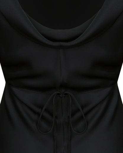 Firebird Satin Cowl Mini in Black