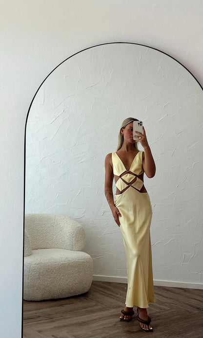 Agathe Diamond Dress in Butter Yellow
