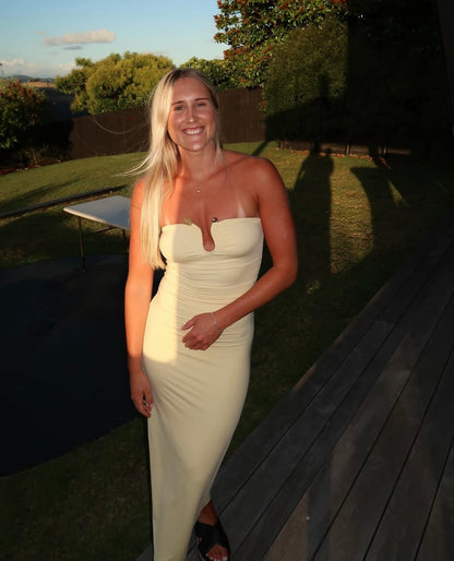 Tayla Trim Maxi Dress in Butter