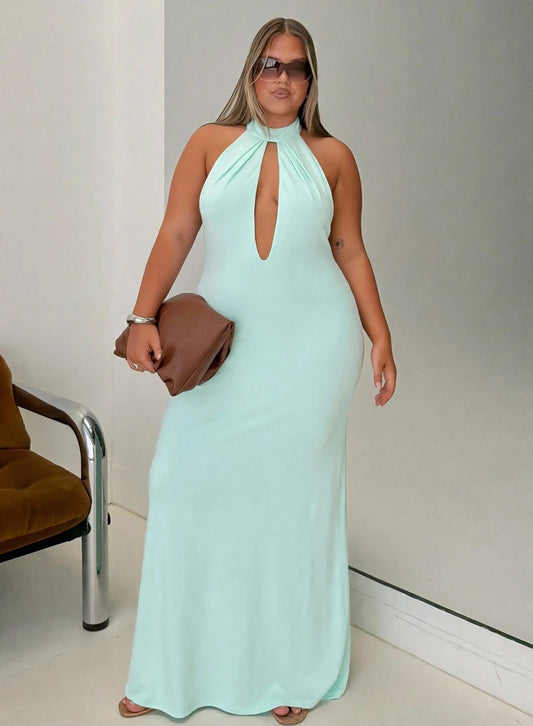 Mougleta Backless Maxi Dress in Aqua