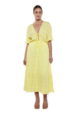 Load image into Gallery viewer, Mirella V Neck Dress in Lemon (16) - RUBY
