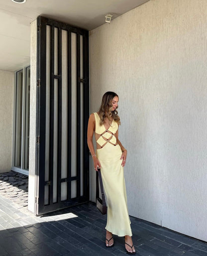 Agathe Diamond Dress in Butter Yellow