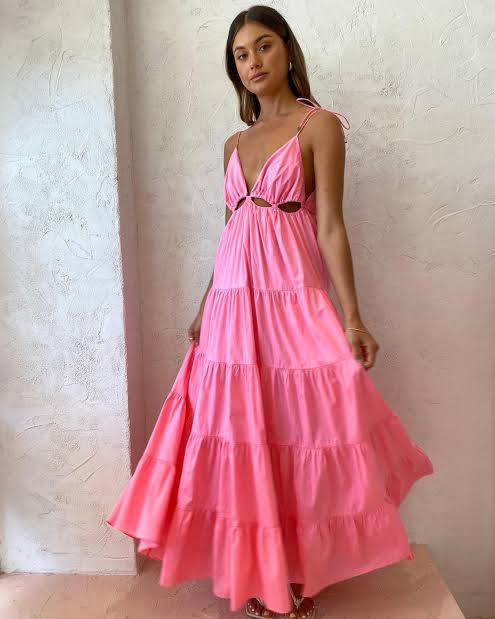 Camellia Dress in Neon Pink