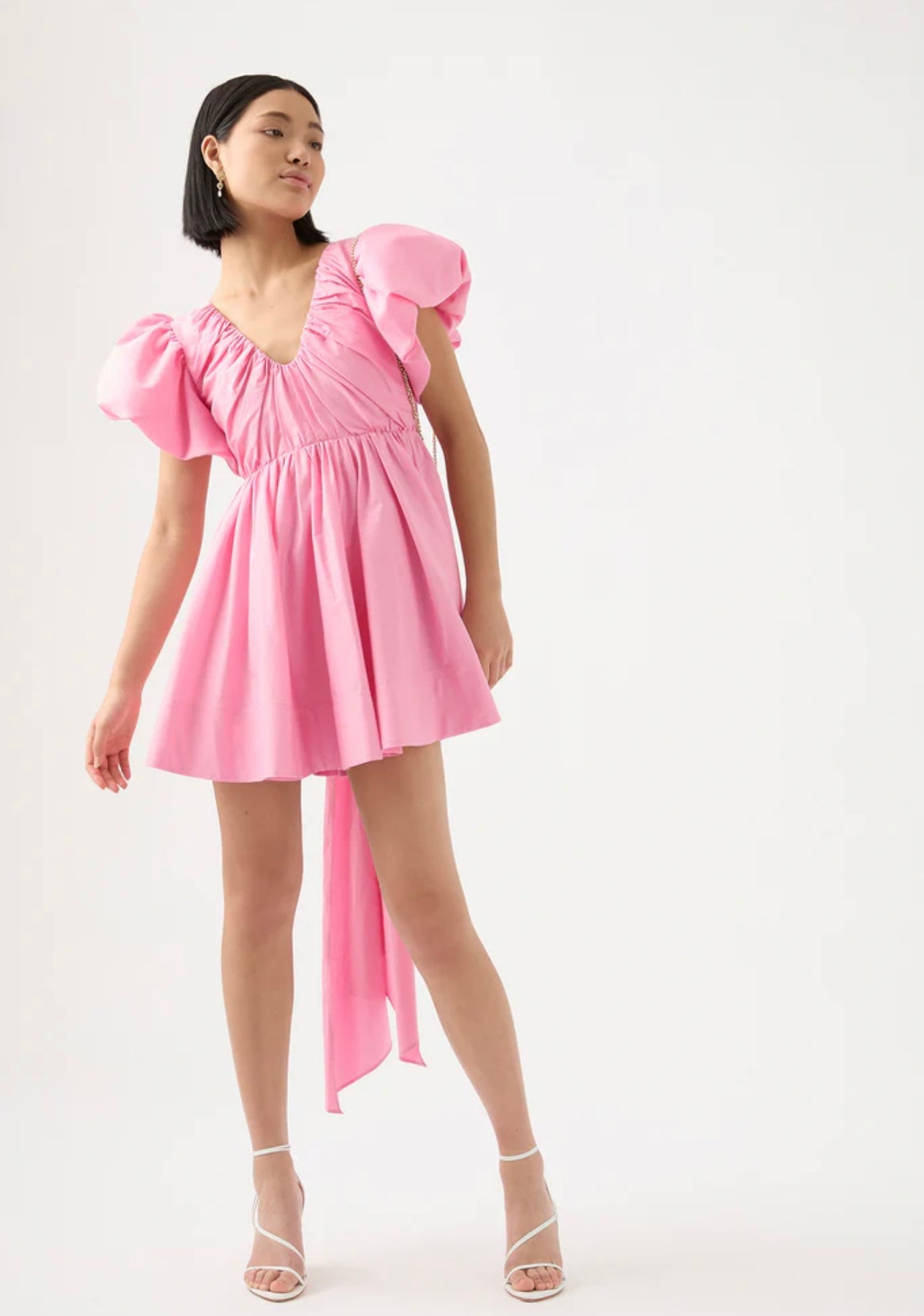 Gretta Bow Back Mini Dress in Ballet Pink